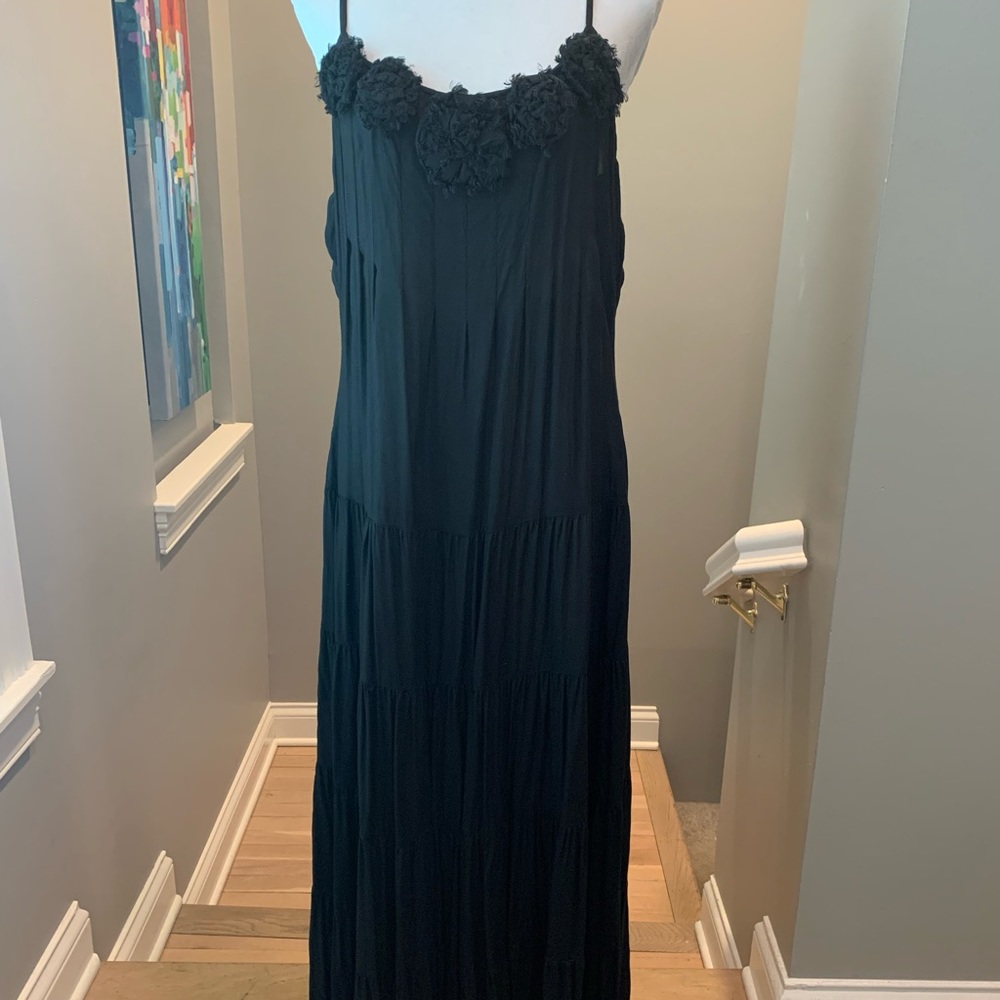 Black bohemian rayon maxi dress. Size 12.